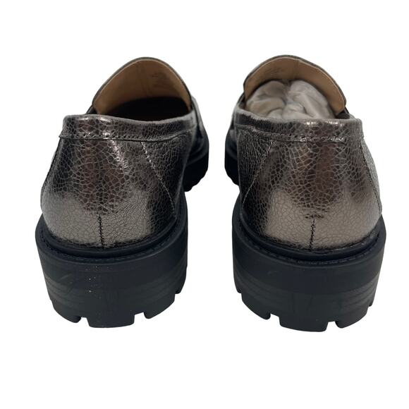 Banana Republic Lug Sole Metallic Loafers Pewter Brown Size 6 - Picture 7 of 11